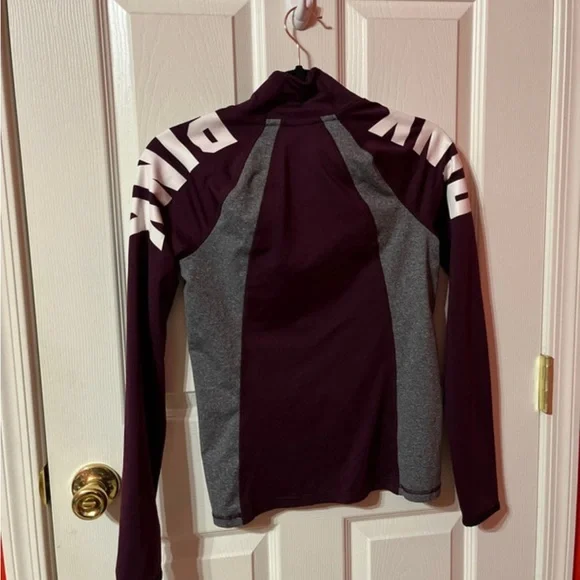 Women's Maroon and Gray Quarter-Zip Top - Picture 2 of 2